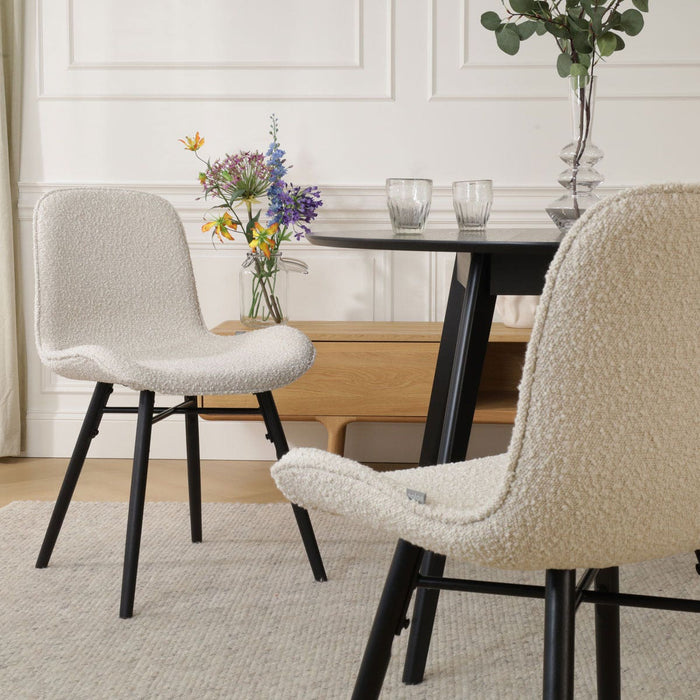 Nolon Nova-Fé Eetkamerstoel Bouclé Beige - Stof - Zwarte Poten