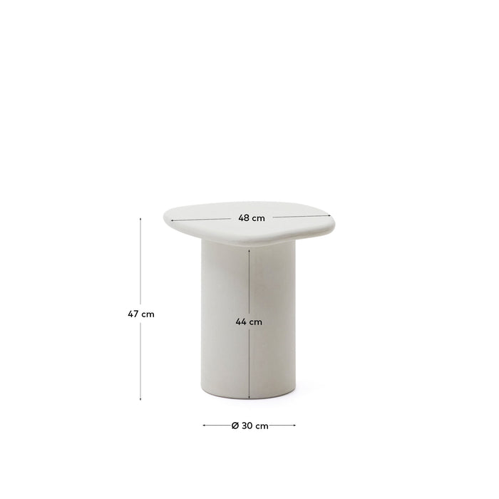 Kave Home - Bijzettafel Macarella van wit cement 48 x 47 cm