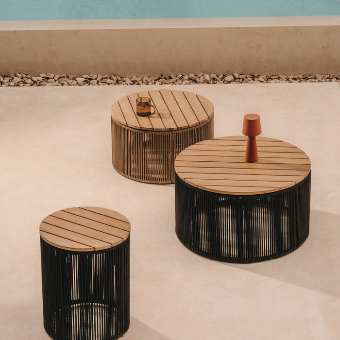 Kave Home - Dandara salontafel van staal, beige touw en massief