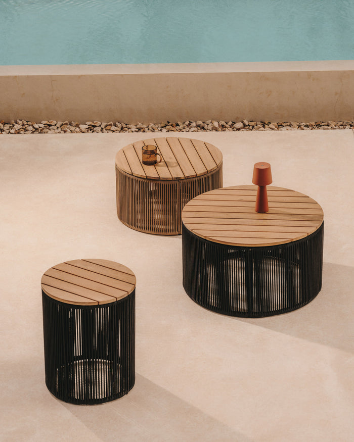 Kave Home - Dandara salontafel van staal, beige touw en massief