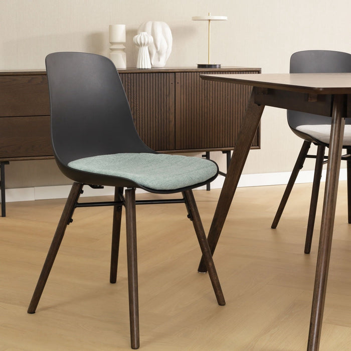 Nolon Nena-Liv Eetkamerstoel Zacht Groen - Lichtgrijs Kussen - Walnoot