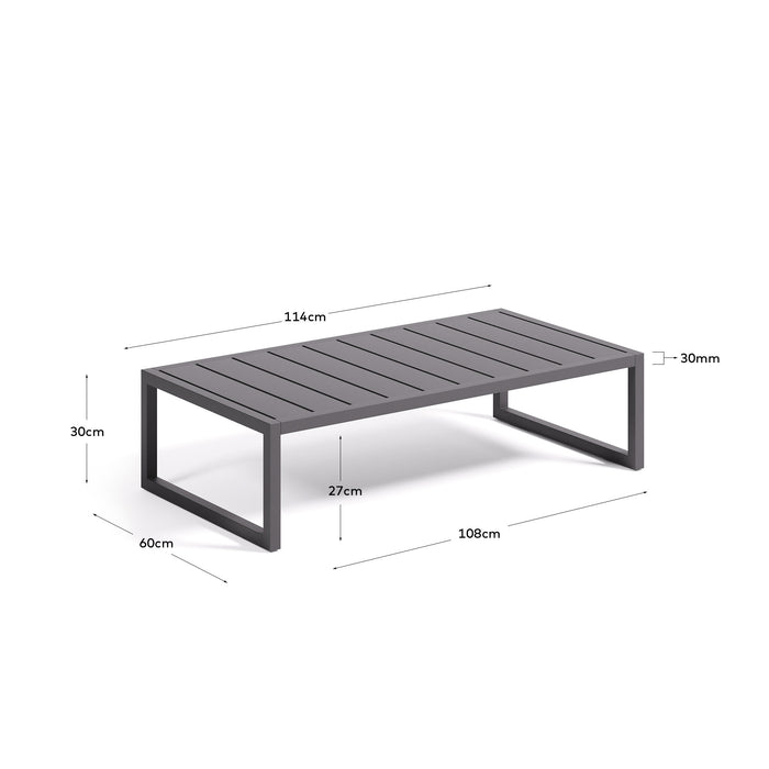 Kave Home - Comova salontafel voor buiten in zwart aluminium 60 x 114
