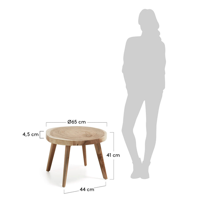 Kave Home - Wellcres massief regenboomhouten bijzettafeltje, Ø 65 cm