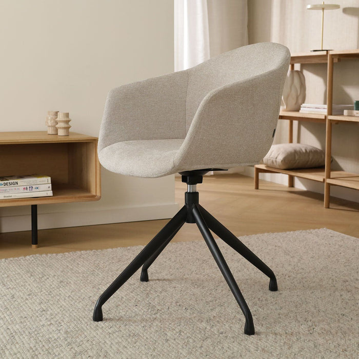 Nolon Nola-Otis draaibare eetkamerstoel beige - zwart onderstel