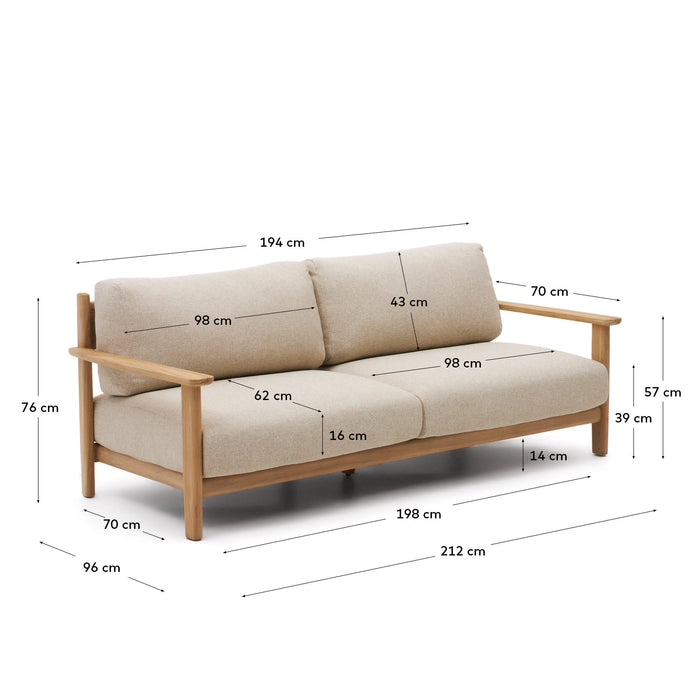 Kave Home - 3-zitsbank Tirant van FSC 100% massief teakhout 212 cm