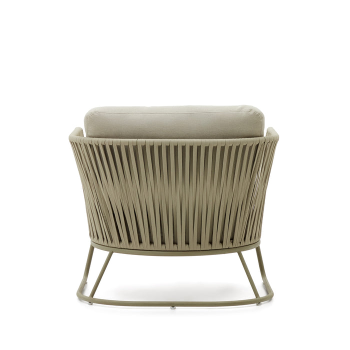 Kave Home - Outdoor-fauteuil Saconca van touw en groen gegalvaniseerd
