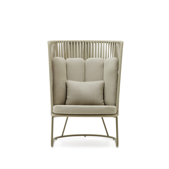 Kave Home - Outdoor fauteuil Saconca met hoge rugleuning in touw en