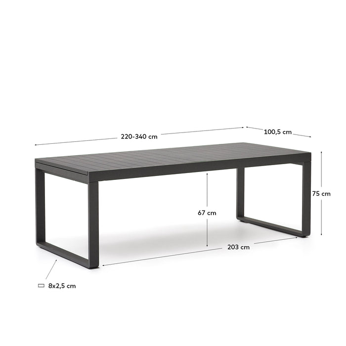 Kave Home - Galdana aluminium uitschuifbare buitentafel met