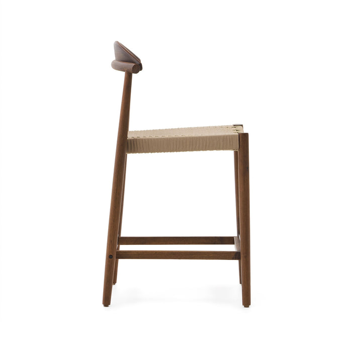 Kave Home - Kruk Nina massief acaciahout walnoot afwerking en beige