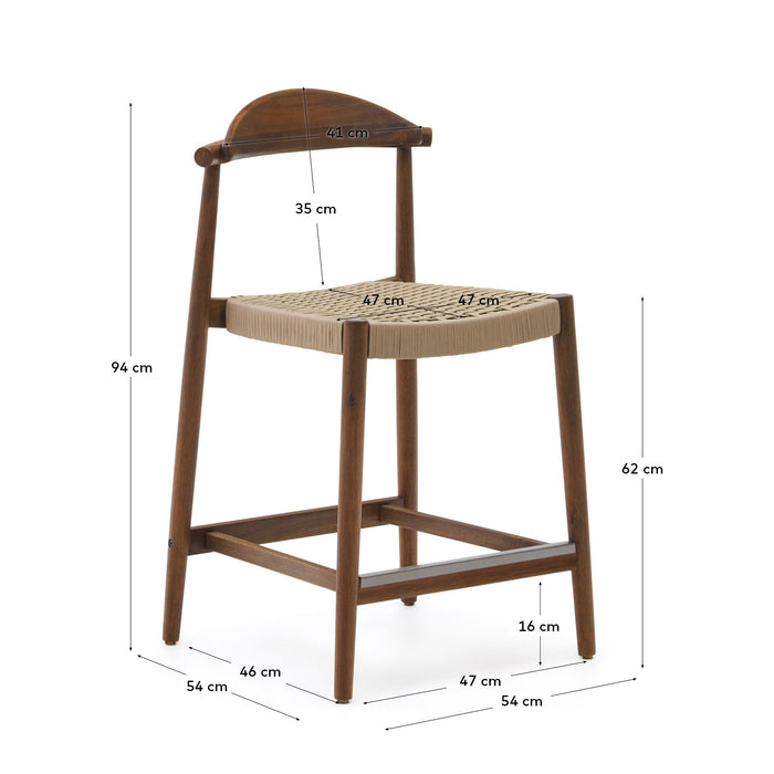 Kave Home - Kruk Nina massief acaciahout walnoot afwerking en beige
