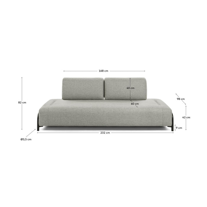 Kave Home - Modulaire 3-zitsbank Compo beige-grijs 232 cm