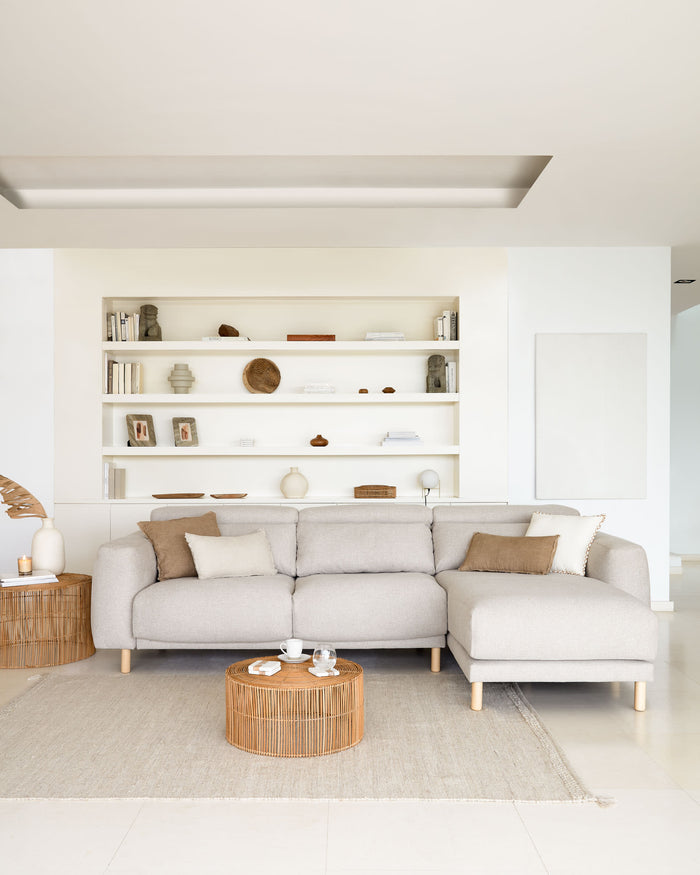 Kave Home - Singa 3-zitsbank met chaise longue rechts, verstelbare