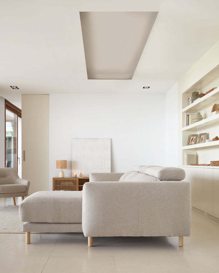 Kave Home - Singa 3-zitsbank met chaise longue rechts, verstelbare