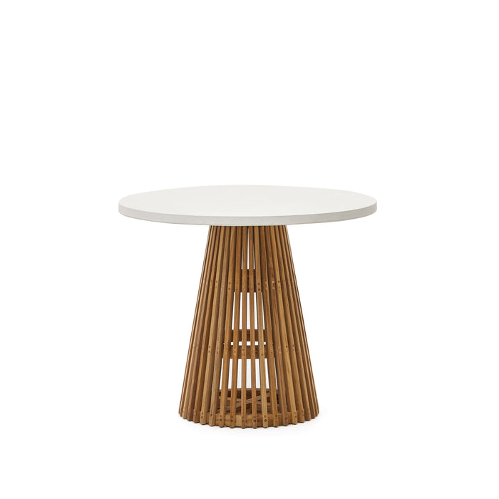 Kave Home - Ronde tuintafel Alcaufar van massief teakhout en wit