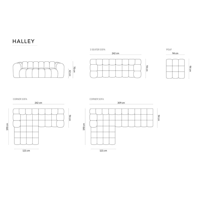 Windsor & Co Halley Hoekbank met Chaise Longue 3-zits - Links - Crème