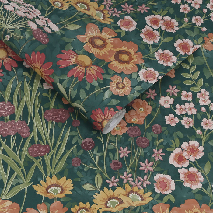 Graham & Brown Vliesbehang - Wallflower Emerald - Groen