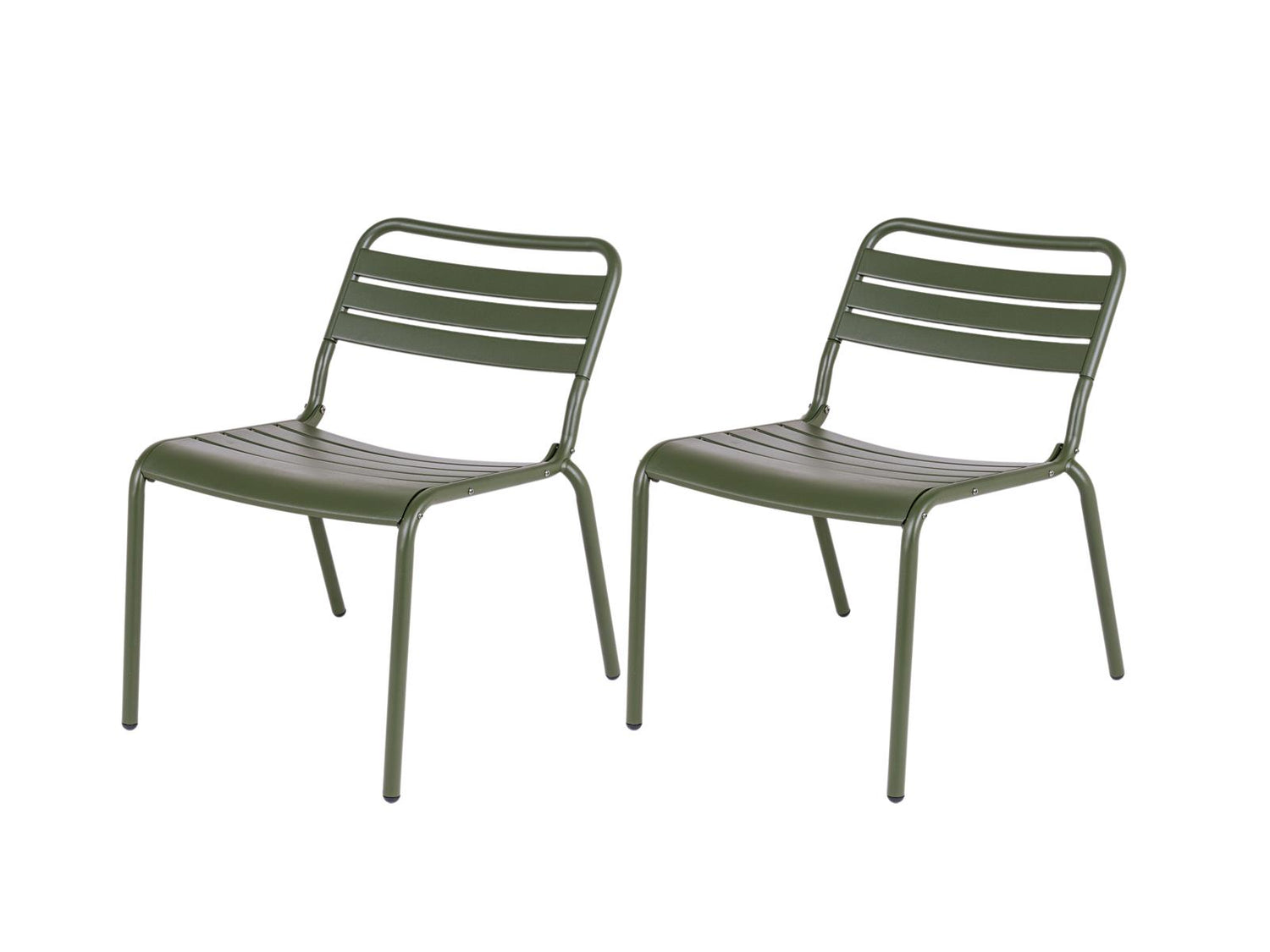Metalen loungestoel Max XXL olijfgroen - 2 stuks