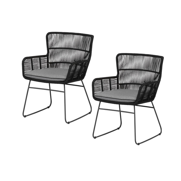 WOOOD Grace Tuinstoel - Staal|Touw - Antraciet - Set van 2