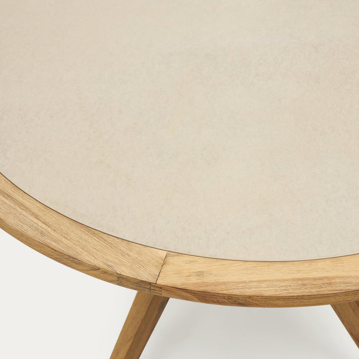 Kave Home - Julieta ronde tafel in beige polybeton en massief