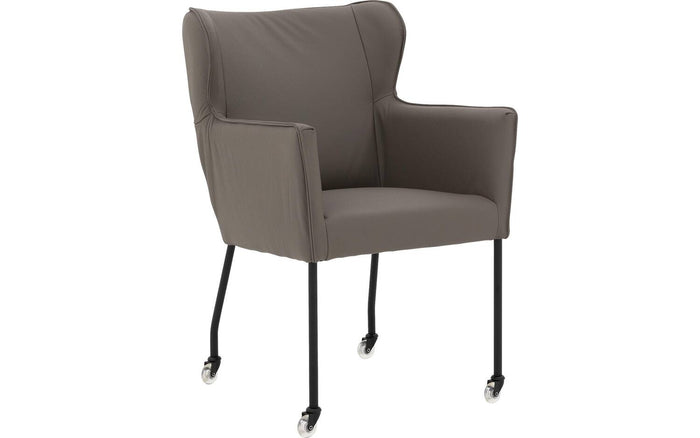 Goossens  Eetkamerstoel Leogang -  Leder met armleuning