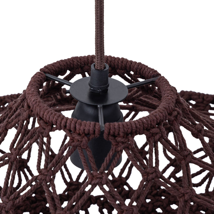 PTMD Milley Brown cotton macrame hanging lamp 2 layers