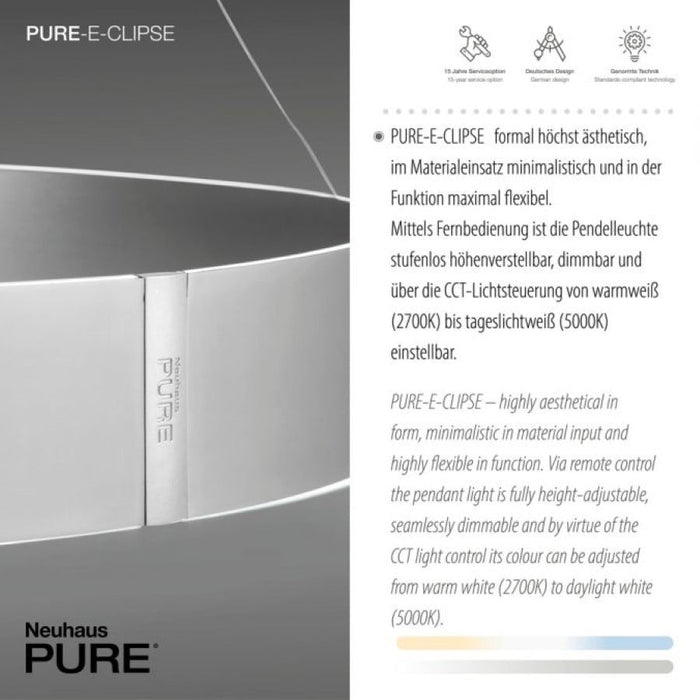 Neuhaus PURE® Hanglamp PURE®-E-CLIPSE e-Lift  Aluminium  Ø 70cm incl.