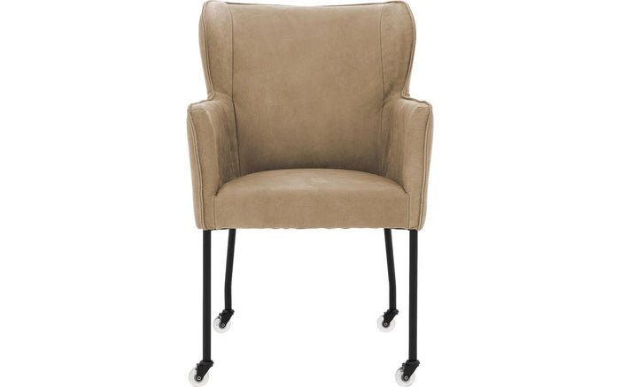 Goossens  Eetkamerstoel Leogang -  Leder met armleuning