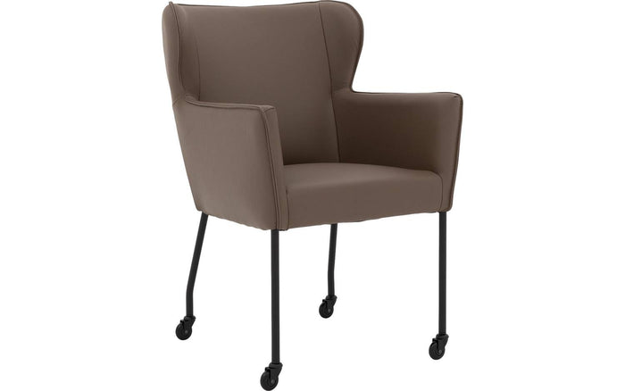 Goossens  Eetkamerstoel Leogang -  Leder met armleuning