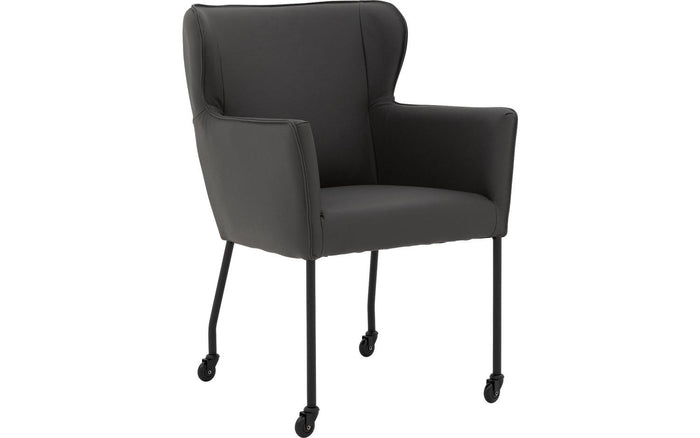 Goossens  Eetkamerstoel Leogang -  Leder met armleuning