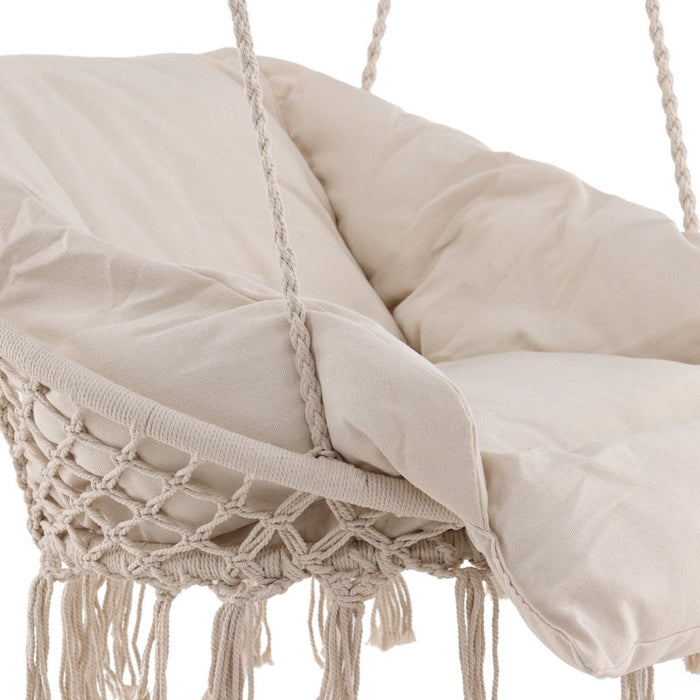 Nest outdoor Leah katoenen tuin hangstoel beige - met zitkussen