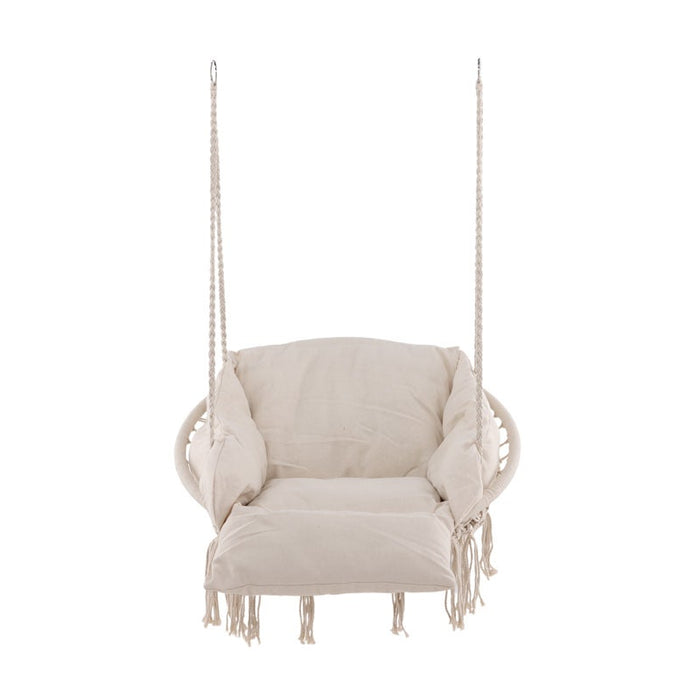 Nest outdoor Leah katoenen tuin hangstoel beige - met zitkussen