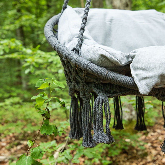 Nest outdoor Leah katoenen tuin hangstoel grijs - met zitkussen