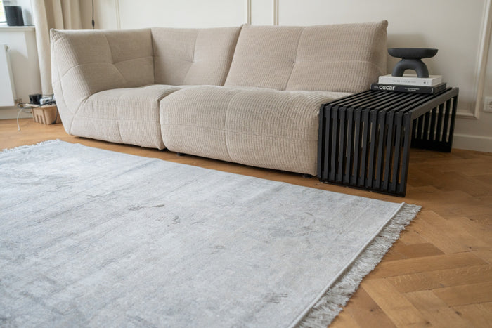 Vintage vloerkleed Smuk grijs met franjes 195x300cm