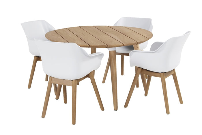Hartman Sophie Studio dining armstoel - Wit - Teak poot