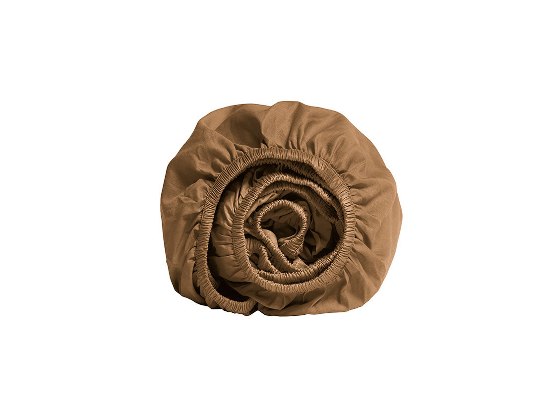 Yumeko hoeslaken katoen satijn caramel 180x210x30