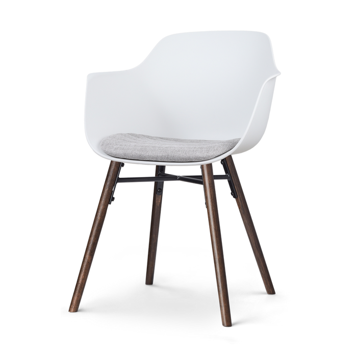 Nolon Nena-Liz Eetkamerstoel Wit - Lichtgrijs Kussen - Walnoot