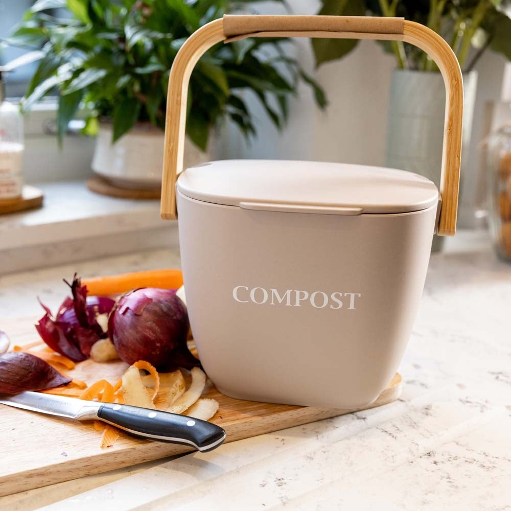 Compostbak van bamboevezel - Zand - Natuurlijke vezel - Compostemmer -