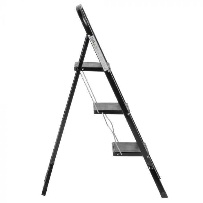 Giga Meubel - Huishoudtrap 3 Treden - Zwart - Anti-Slip - Keukentrap