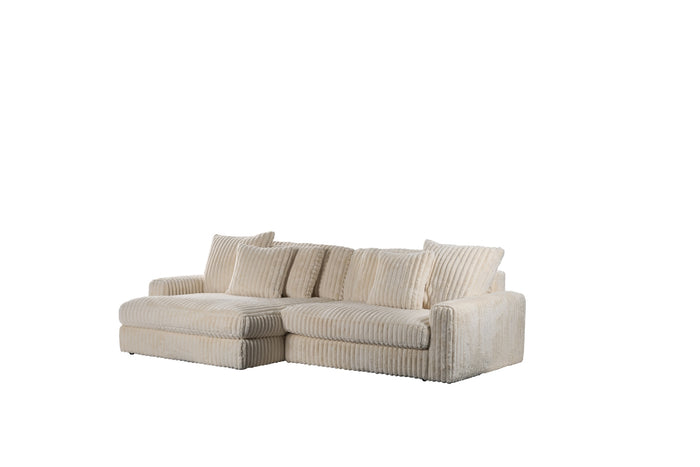 Giga Meubel - 3-Zitsbank Beige - 274x155x77cm - Ribstof - Bank Vito