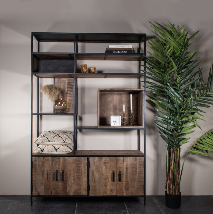 Giga Meubel - Vakkenkast Bruin - Metaal|Hout - 140x42x210cm