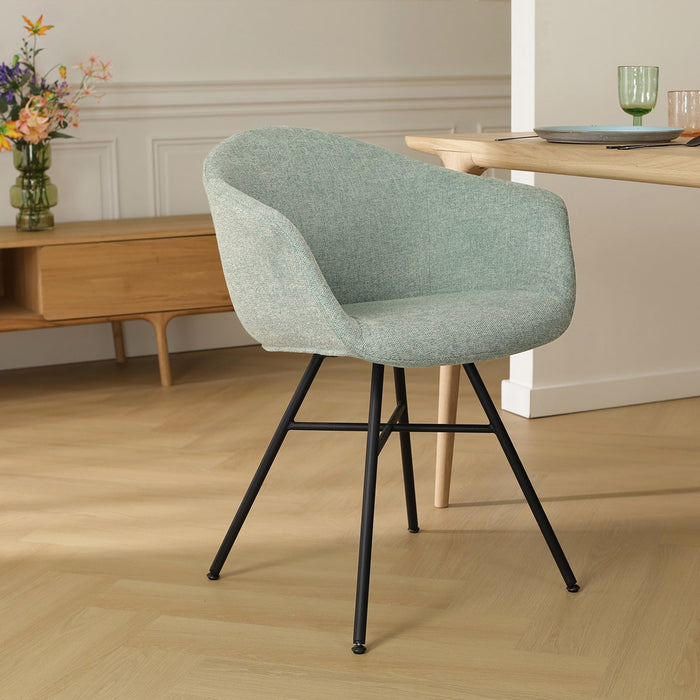 Nolon Noa-Otis Eetkamerstoelen Set van 2 - Zacht Groen - Zwarte Poten