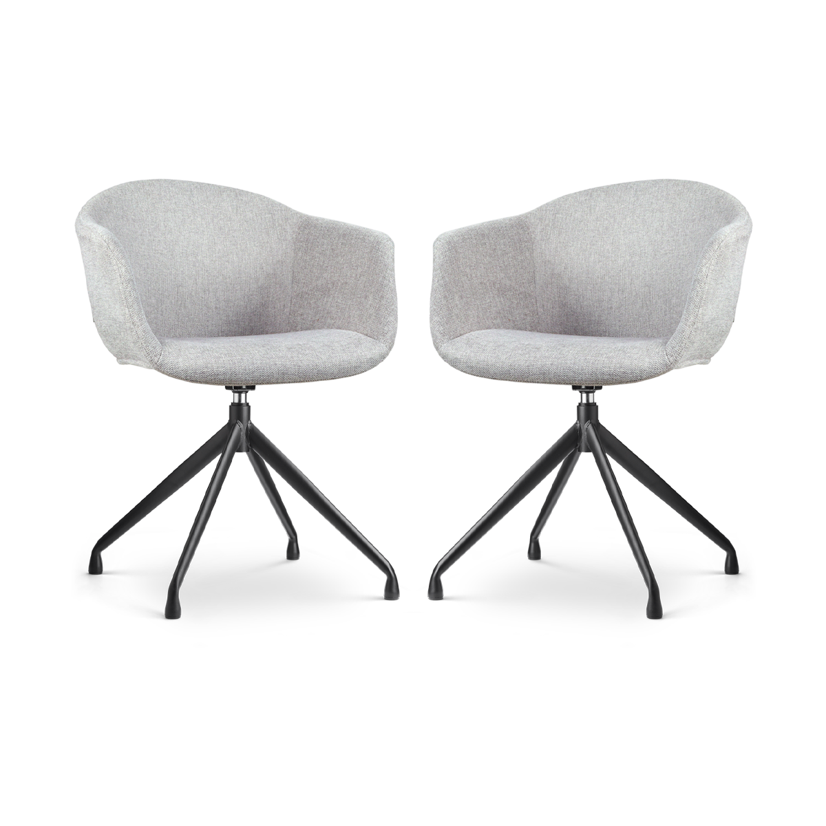 Nolon Nola-Otis Draaibare Eetkamerstoelen Set - Lichtgrijs - Zwart