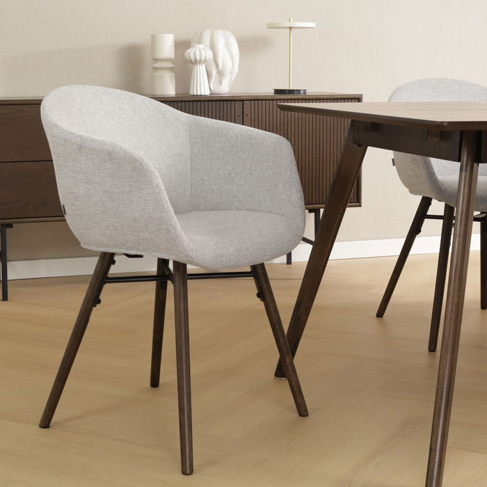 Nolon Nena-Otis Eetkamerstoel Lichtgrijs - met Armleuning - Walnoot