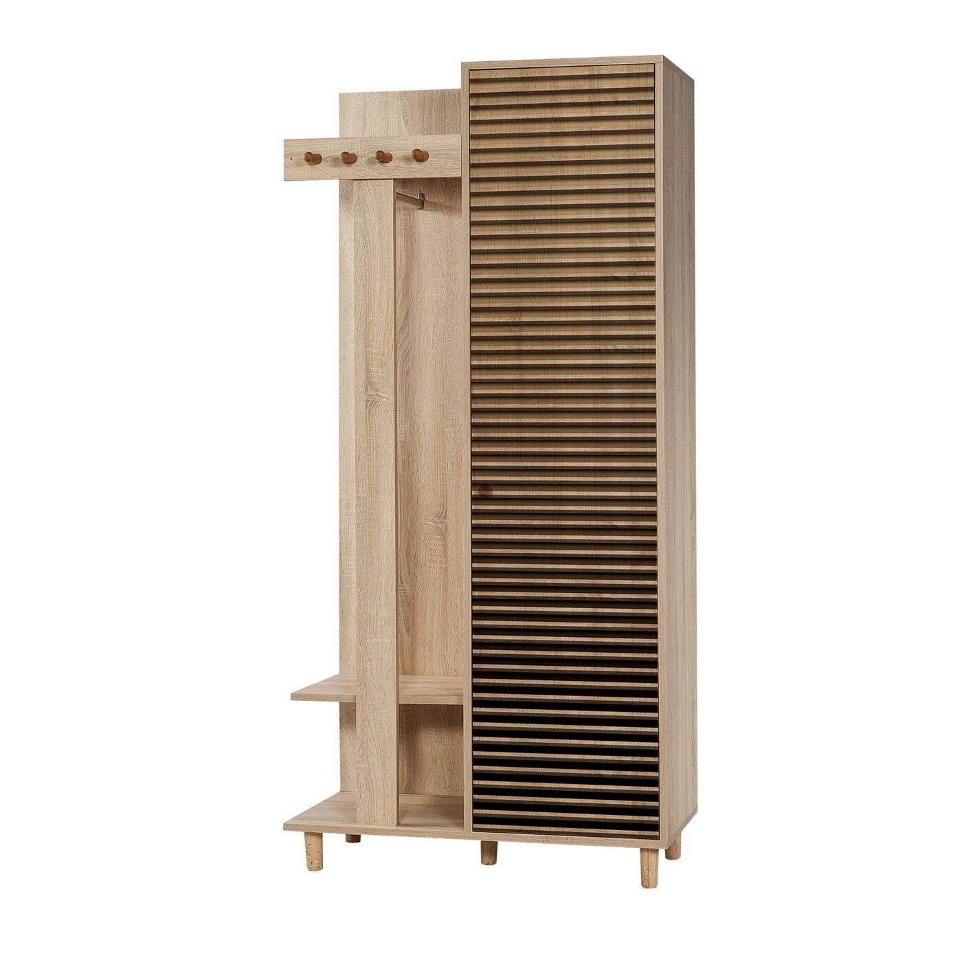 Giga Meubel - Garderobemeubel Eiken Hout - Gestreept - 90x36x194cm - Garmanto