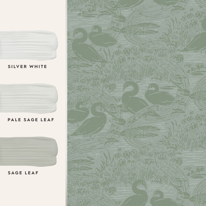 Laura Ashley Swans Behang - Dieren - 10mx52cm - Groen