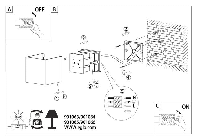 EGLO Calpino 3 Wandlamp - LED - 10 cm - Antraciet