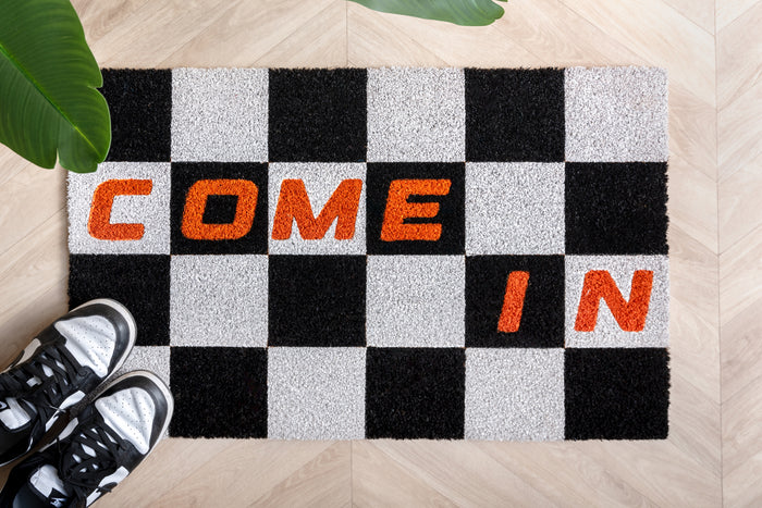 Present Time Deurmat Doormat Come In - Zwart - 80x50x1.5cm