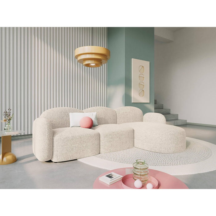 Micadoni Home Blair Hoekbank met Chaise Longue Rechts - Chenille - Lichtbeige