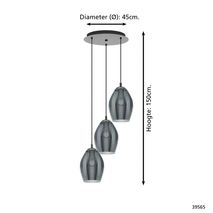 EGLO Estanys Hanglamp - E27 - Ø45 cm - Grijs|Zwart