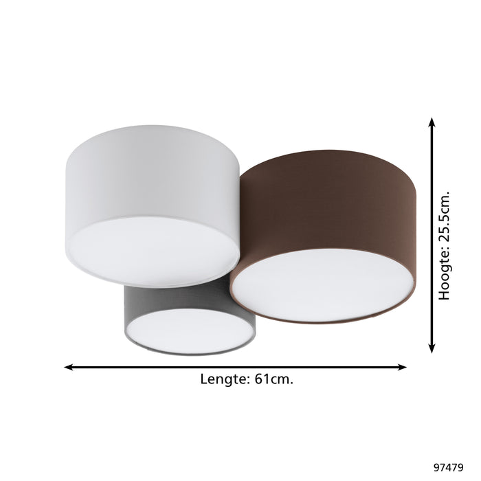 EGLO Pastore Plafondlamp - E27 - 61 cm - Wit|Antraciet|Bruin|Grijs